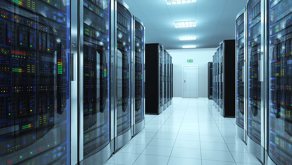Data Centre hallway with servers
